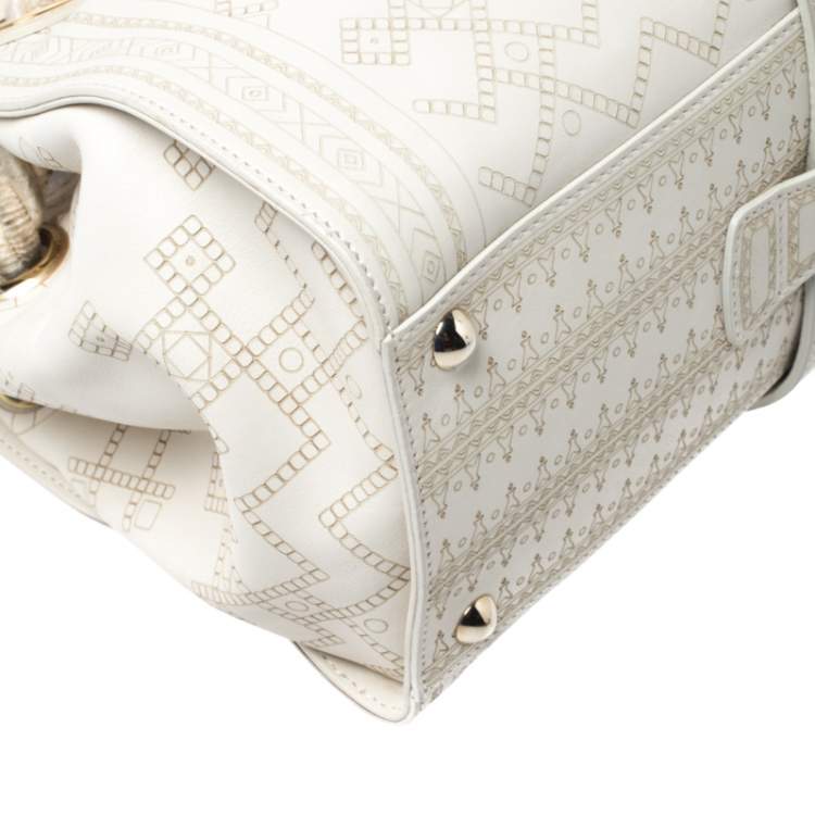 Pre Owned Jimmy Choo Cream Leather Rosa Tassel Satchel