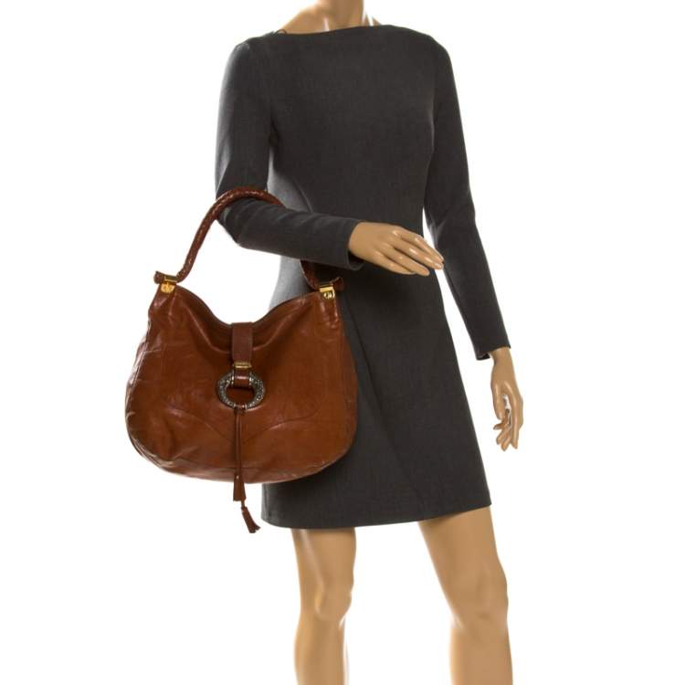 Pre Owned Jimmy Choo Tan Leather Ruby Hobo