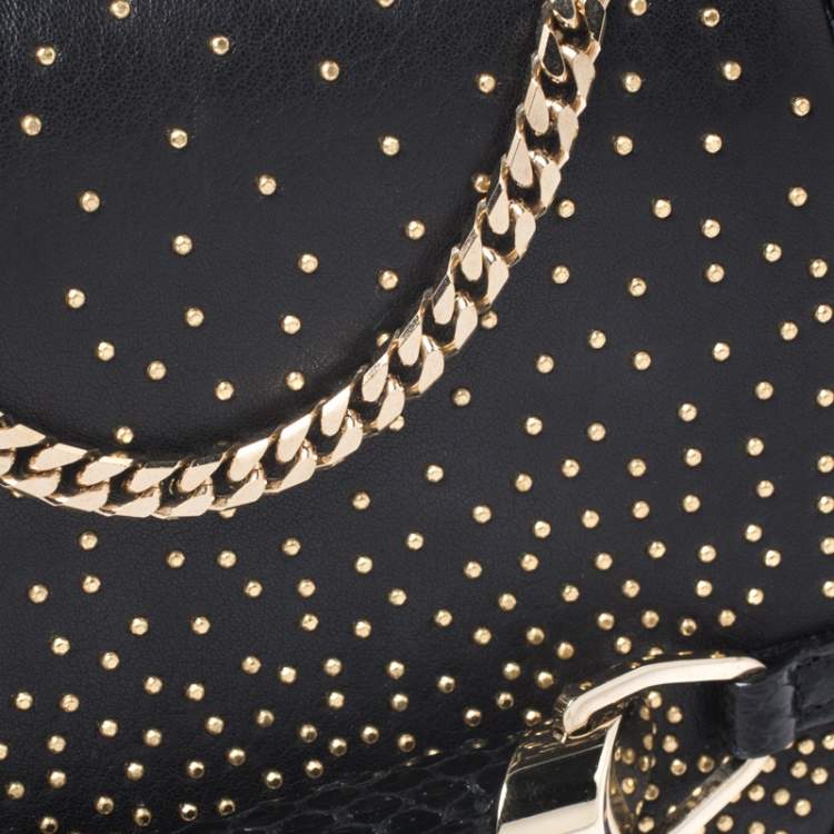 Pre Owned Jimmy Choo Black Studded Leather Zadie Crossbody Bag
