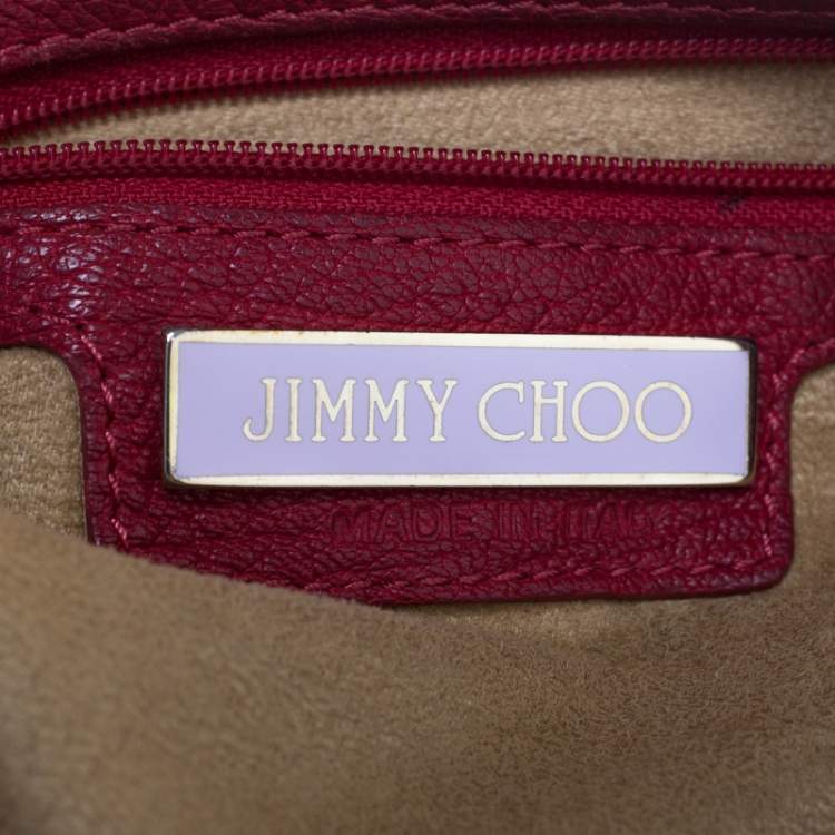 Pre Owned Jimmy Choo Red Leather Rhea Tote