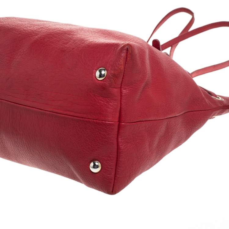 Pre Owned Jimmy Choo Red Leather Rhea Tote
