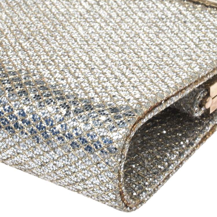 Pre Owned Jimmy Choo Gold/Silver Glitter Cayla Clutch