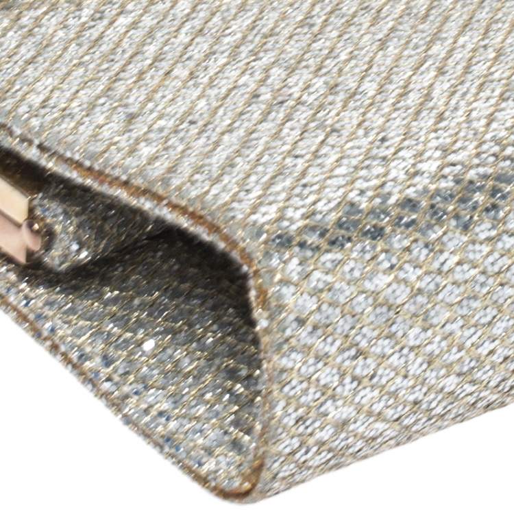 Pre Owned Jimmy Choo Gold/Silver Glitter Cayla Clutch