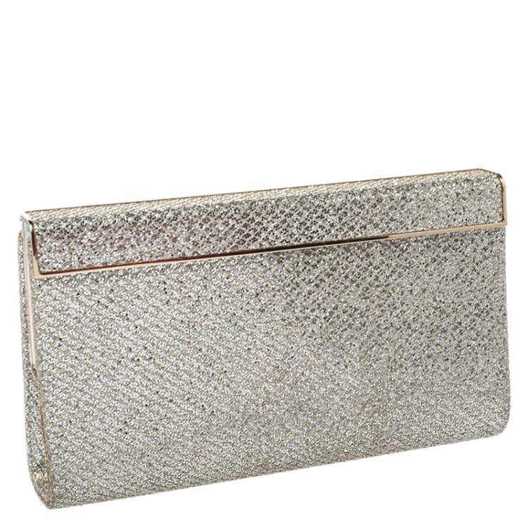 Pre Owned Jimmy Choo Gold/Silver Glitter Cayla Clutch