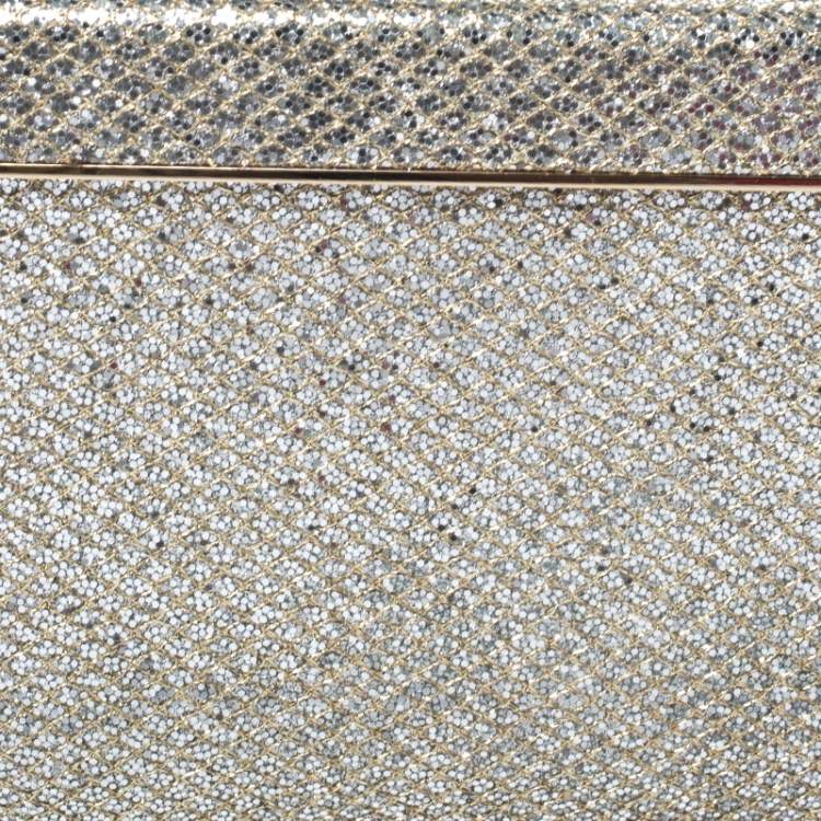 Pre Owned Jimmy Choo Gold/Silver Glitter Cayla Clutch