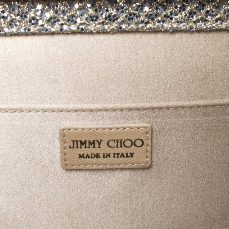 Pre Owned Jimmy Choo Gold/Silver Glitter Cayla Clutch