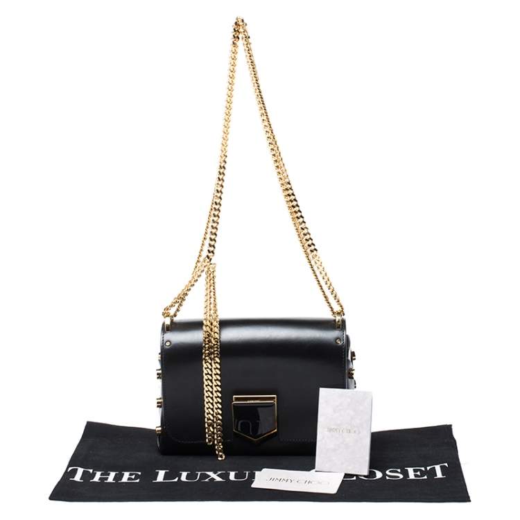 Pre Owned Jimmy Choo Black Leather Lockett City Shoulder Bag