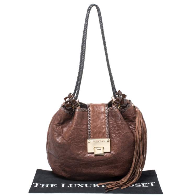 Pre Owned Jimmy Choo Brown Leather Roxana Hobo