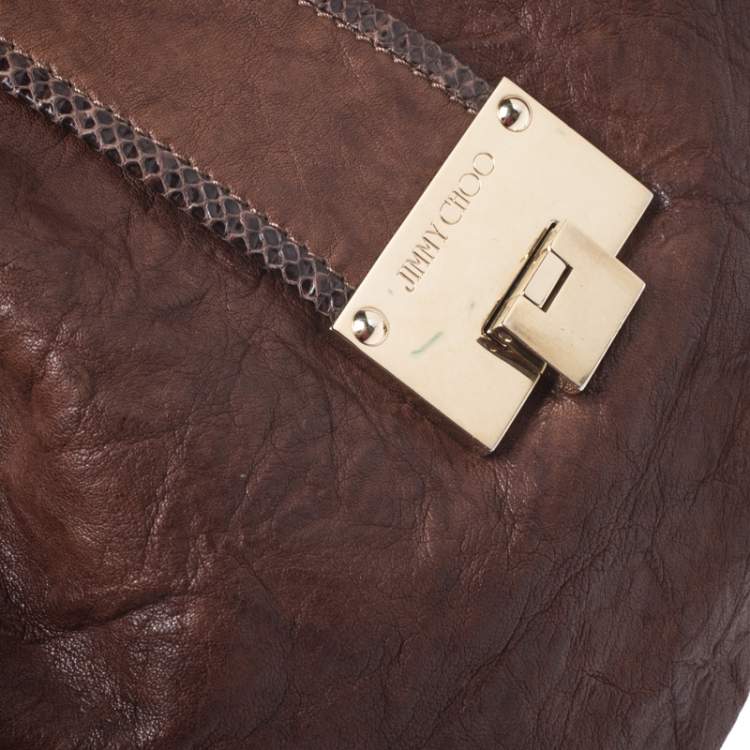 Pre Owned Jimmy Choo Brown Leather Roxana Hobo