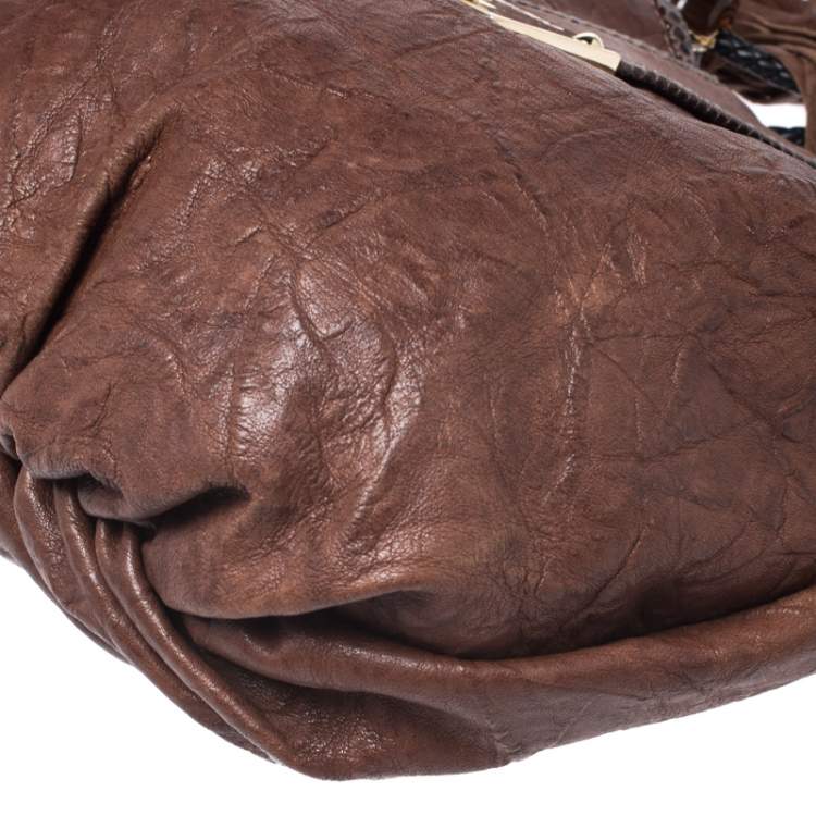 Pre Owned Jimmy Choo Brown Leather Roxana Hobo