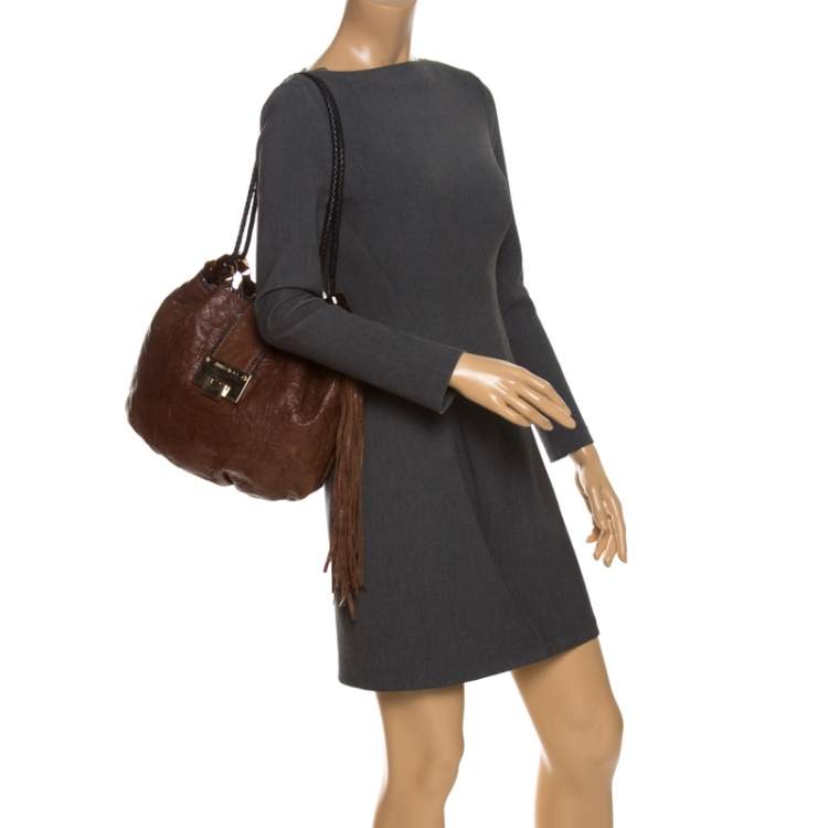 Pre Owned Jimmy Choo Brown Leather Roxana Hobo