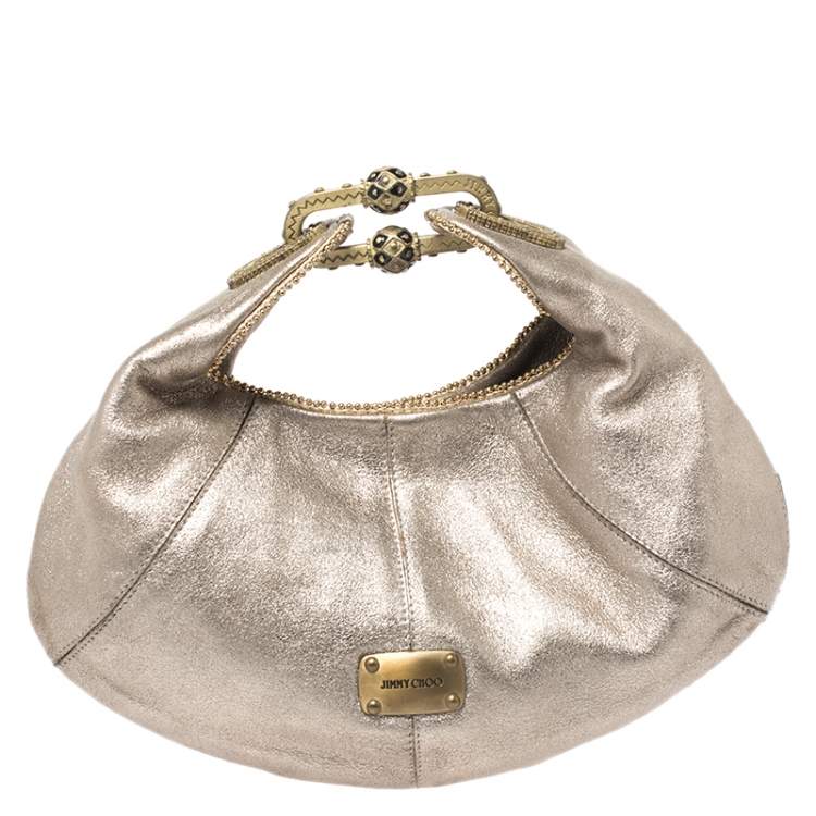 Pre Owned Jimmy Choo Metallic Leather Carina Clutch