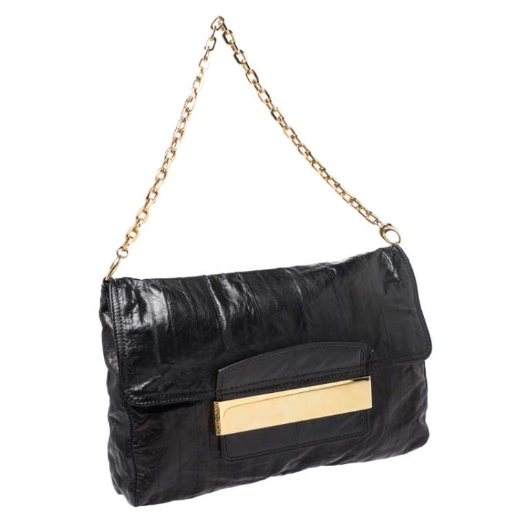 مملوكة مسبقًا Jimmy Choo Black Leather Flap Shoulder Bag