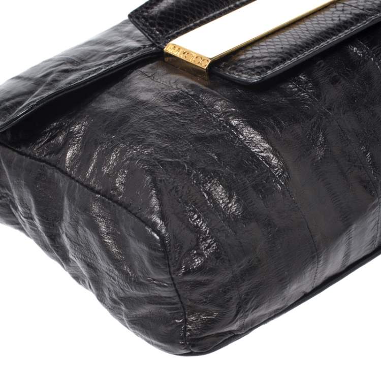مملوكة مسبقًا Jimmy Choo Black Leather Flap Shoulder Bag