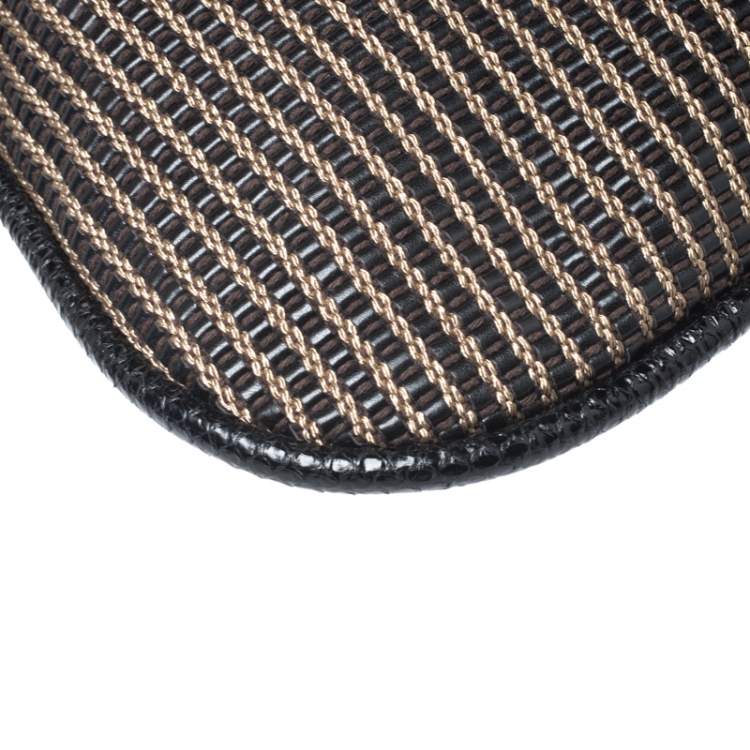 مملوكة مسبقًا Jimmy Choo Black/Brown Woven Leather and Snake Skin Trim Hobo