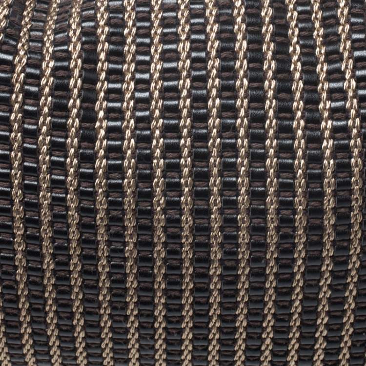 مملوكة مسبقًا Jimmy Choo Black/Brown Woven Leather and Snake Skin Trim Hobo