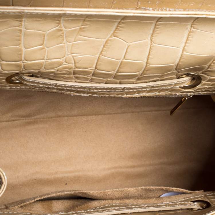 Pre Owned Jimmy Choo Beige Croc Embossed Leather Medium Rosalie Satchel