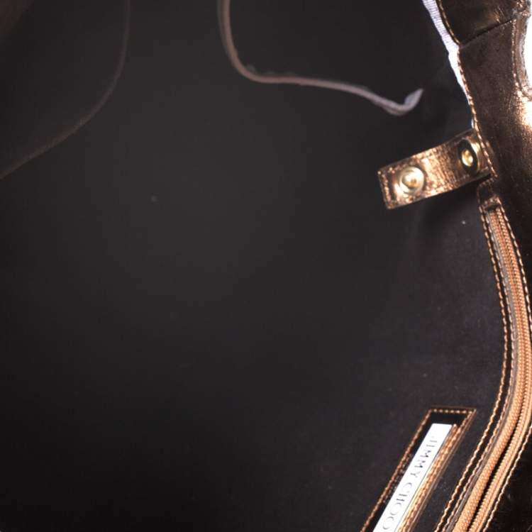 مملوكة مسبقًا Jimmy Choo Metallic Bronze Python Leather Tulita Hobo