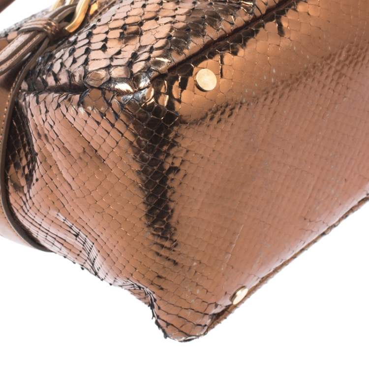 مملوكة مسبقًا Jimmy Choo Metallic Bronze Python Leather Tulita Hobo