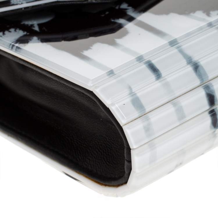 Pre Owned Jimmy Choo Black/White Printed Acrylic Candy Clutch Bag