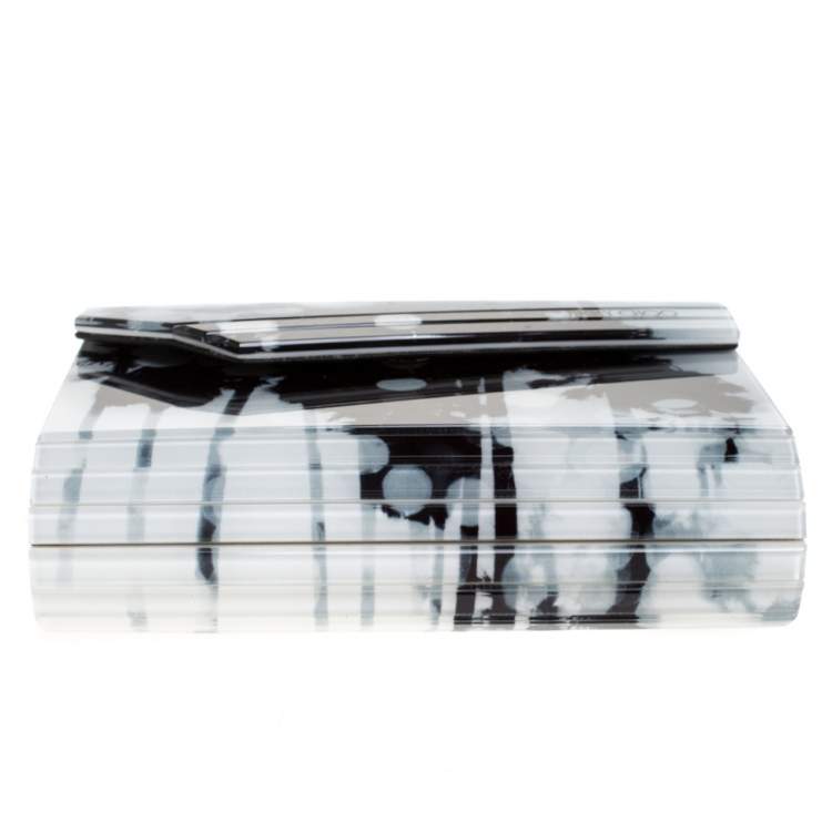 Pre Owned Jimmy Choo Black/White Printed Acrylic Candy Clutch Bag