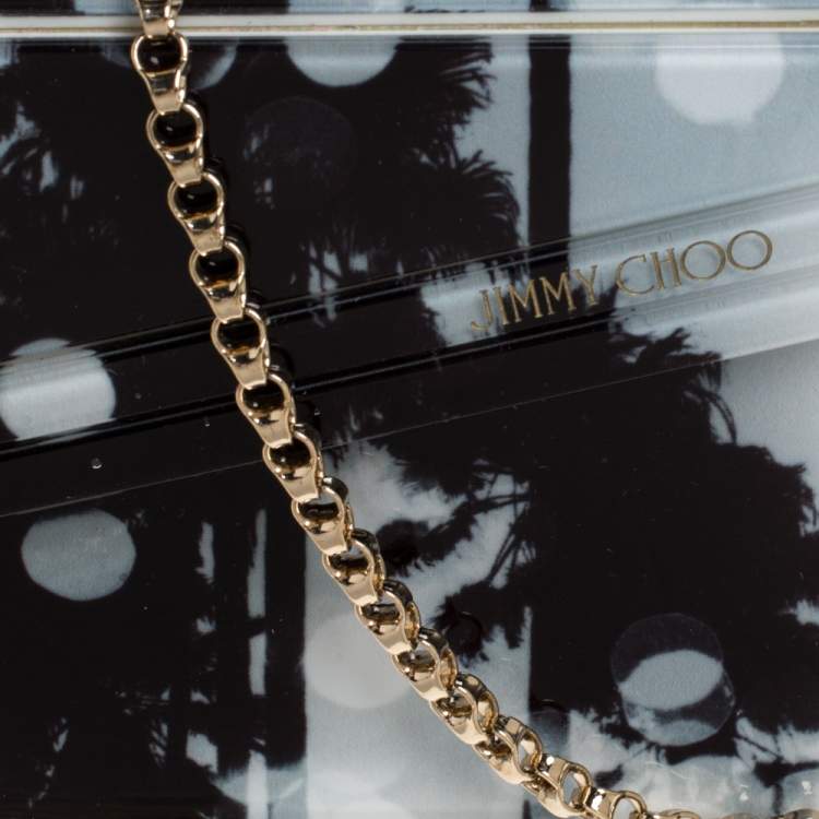 Pre Owned Jimmy Choo Black/White Printed Acrylic Candy Clutch Bag