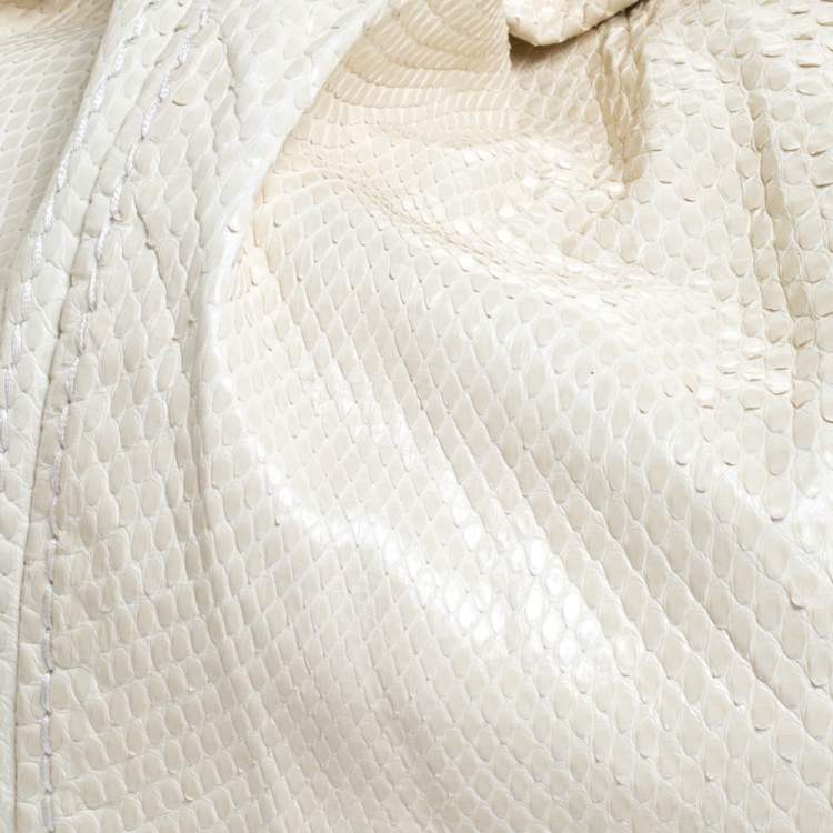 Pre Owned Jimmy Choo Cream Python Large Saba Hobo