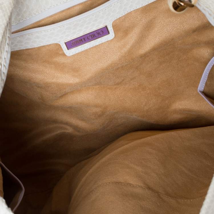Pre Owned Jimmy Choo Cream Python Large Saba Hobo