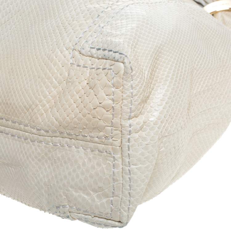 Pre Owned Jimmy Choo Cream Python Large Saba Hobo