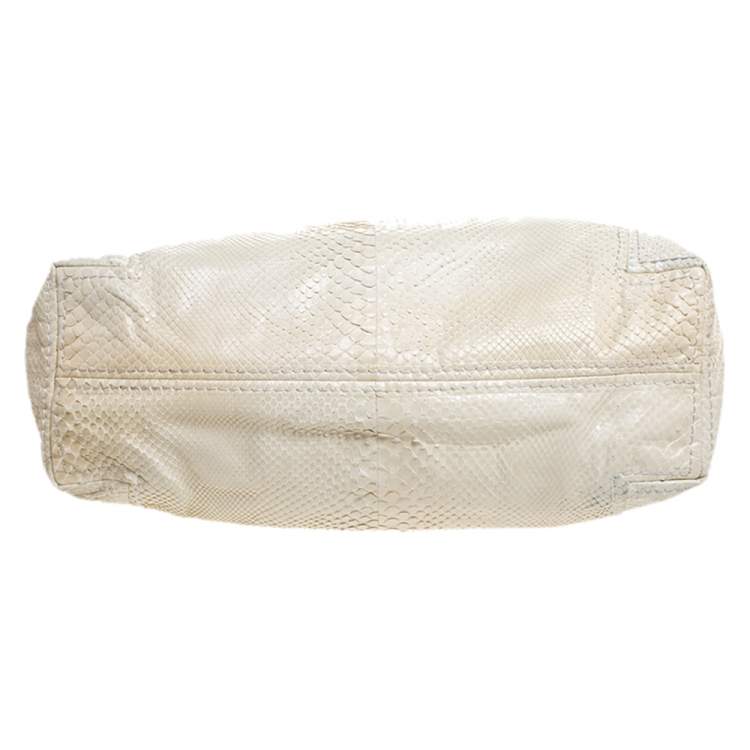Pre Owned Jimmy Choo Cream Python Large Saba Hobo