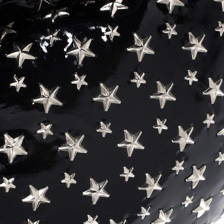 Pre Owned Jimmy Choo Black Patent Leather Small Star Studded Solar Hobo