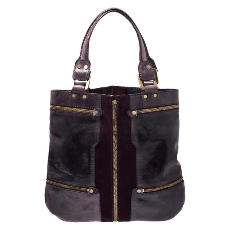 مملوكة مسبقًا Jimmy Choo Purple Patent Leather and Suede Mona Tote