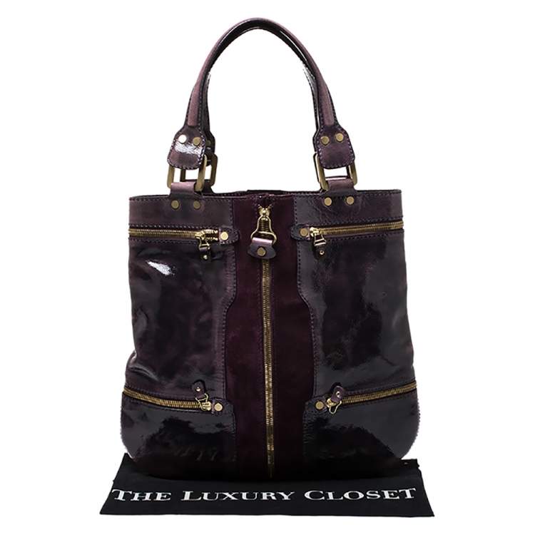 مملوكة مسبقًا Jimmy Choo Purple Patent Leather and Suede Mona Tote