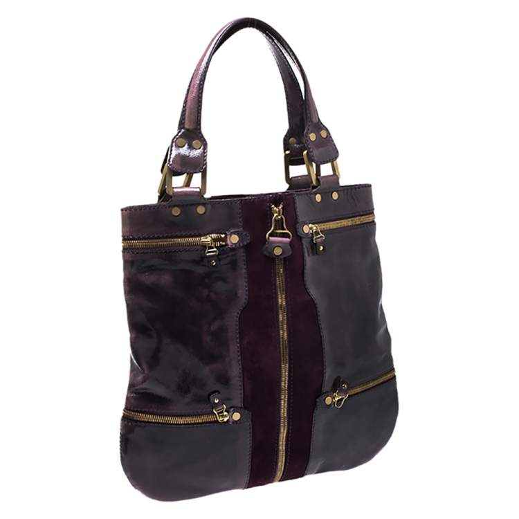 مملوكة مسبقًا Jimmy Choo Purple Patent Leather and Suede Mona Tote