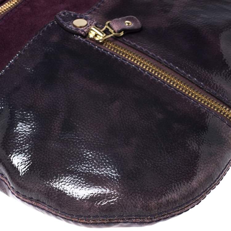 مملوكة مسبقًا Jimmy Choo Purple Patent Leather and Suede Mona Tote