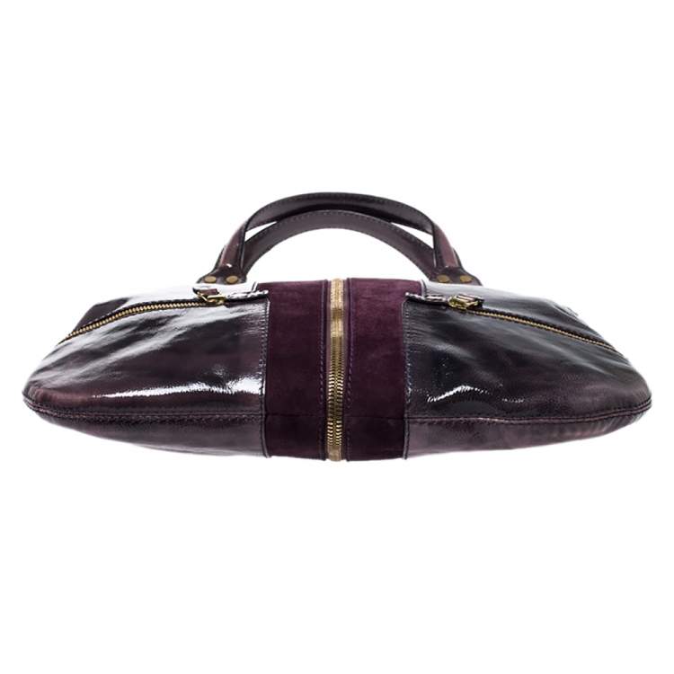 مملوكة مسبقًا Jimmy Choo Purple Patent Leather and Suede Mona Tote