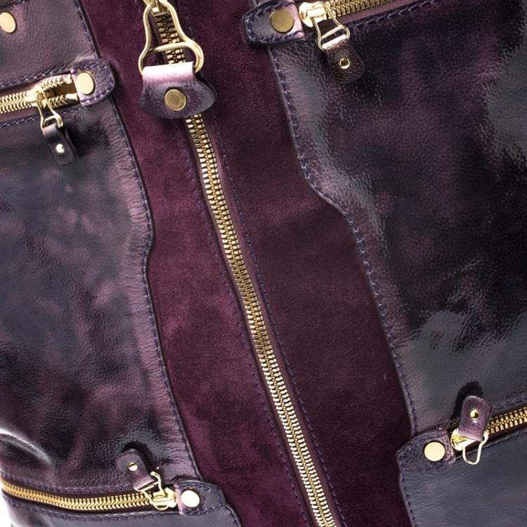 مملوكة مسبقًا Jimmy Choo Purple Patent Leather and Suede Mona Tote