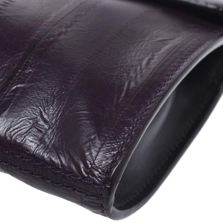 Pre Owned Jimmy Choo Purple Eel Rebel Clutch