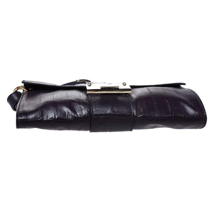 Pre Owned Jimmy Choo Purple Eel Rebel Clutch