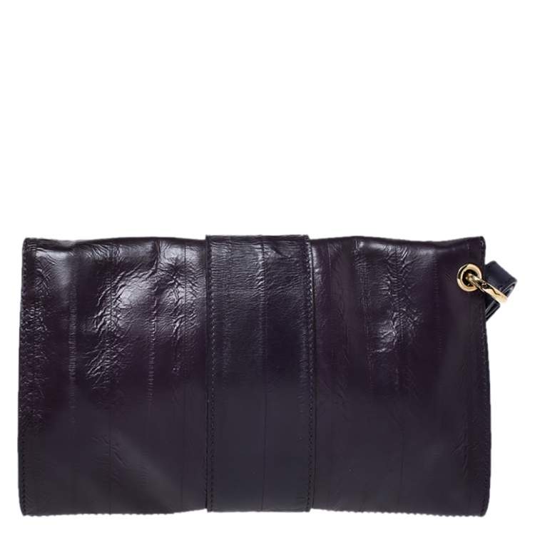 Pre Owned Jimmy Choo Purple Eel Rebel Clutch