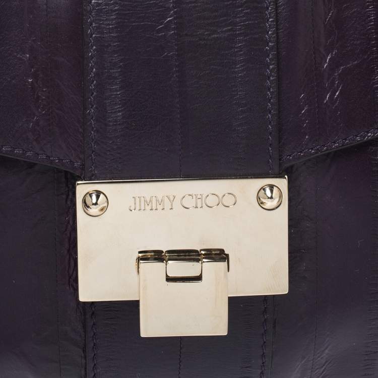 Pre Owned Jimmy Choo Purple Eel Rebel Clutch
