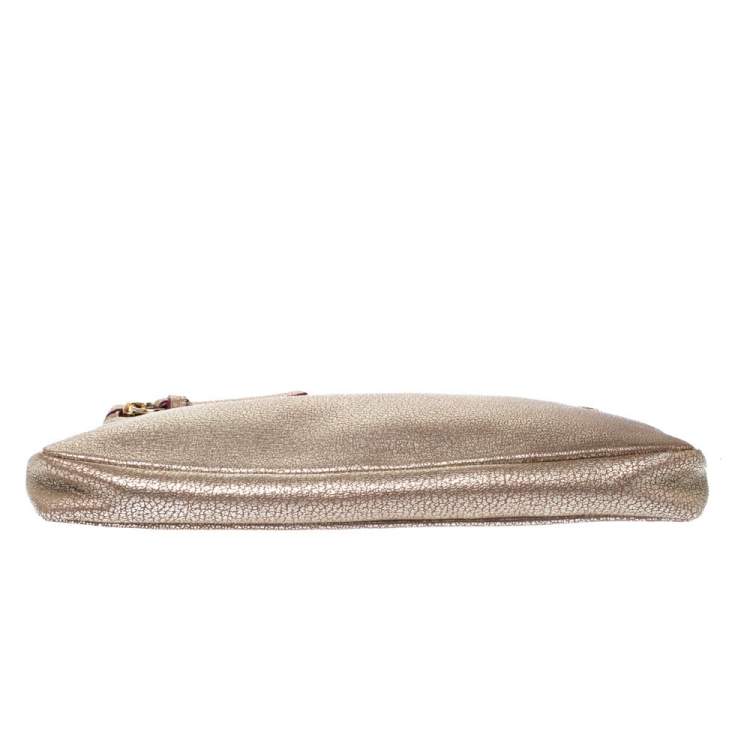 Pre Owned Jimmy Choo Metallic Gold Leather Zena Clutch