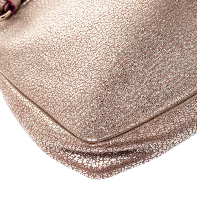 Pre Owned Jimmy Choo Metallic Gold Leather Zena Clutch