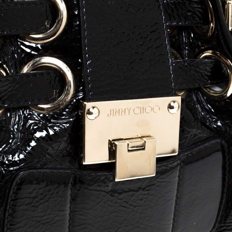 Pre Owned Jimmy Choo Black Patent Leather Riki Tote