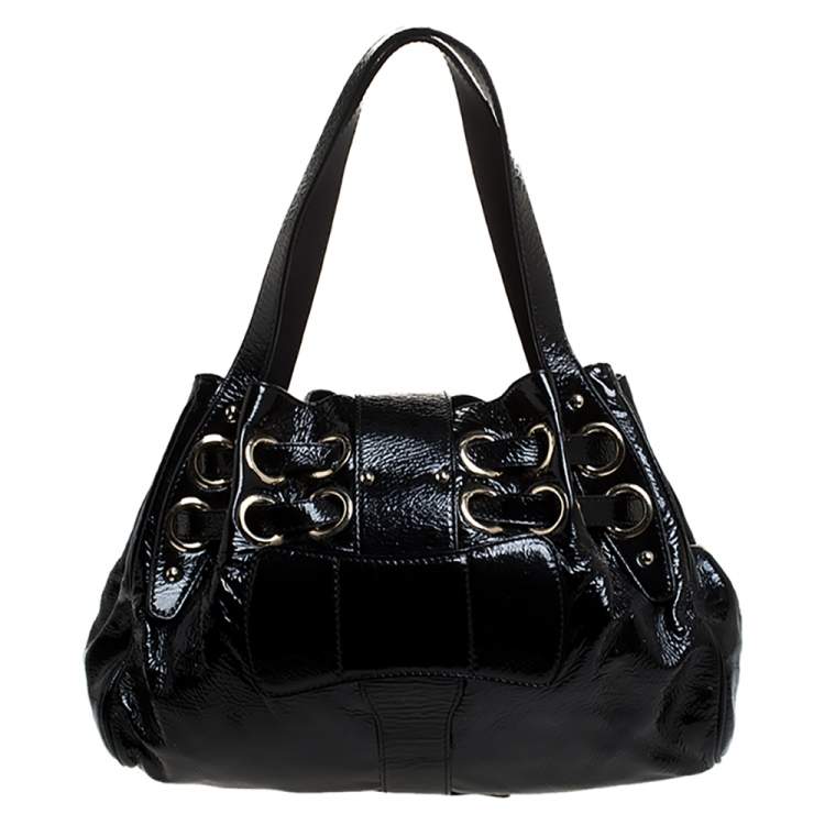 Pre Owned Jimmy Choo Black Patent Leather Riki Tote
