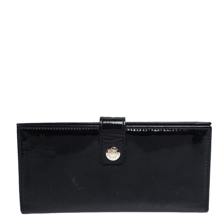 Pre Owned Jimmy Choo Black Patent Leather Continental Wallet