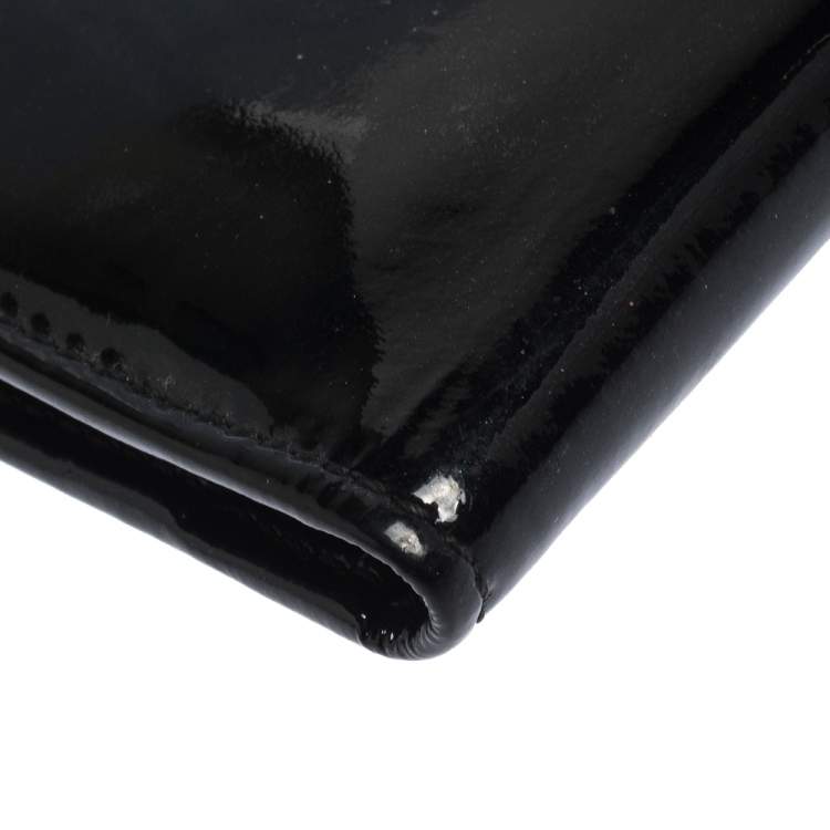 Pre Owned Jimmy Choo Black Patent Leather Continental Wallet