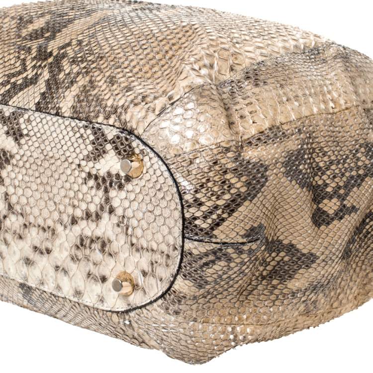 Pre Owned Jimmy Choo Cream Python Anna Hobo