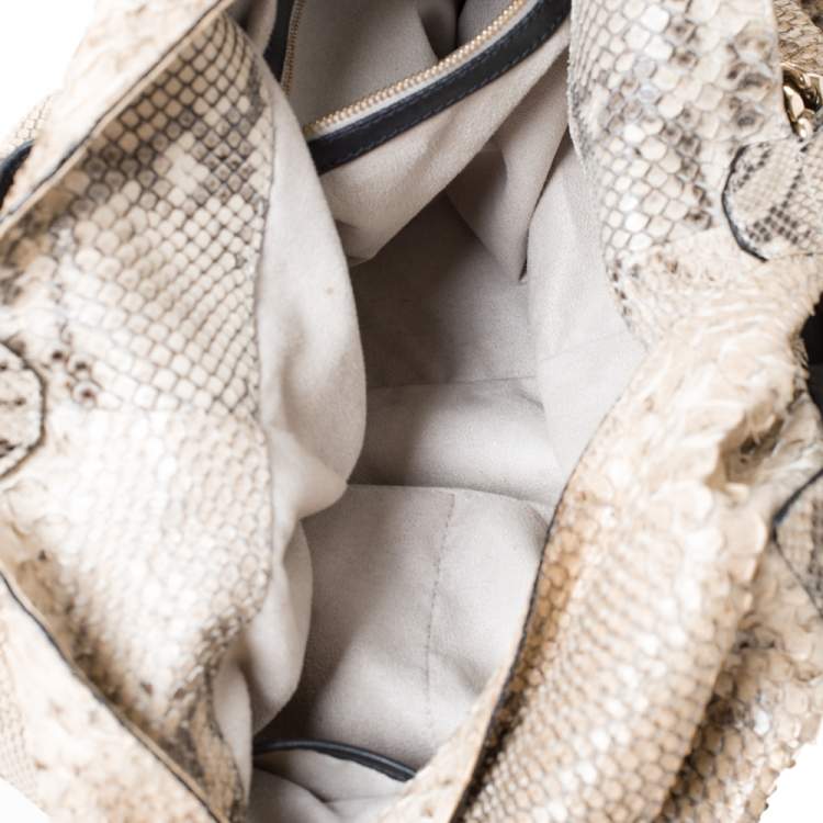 Pre Owned Jimmy Choo Cream Python Anna Hobo