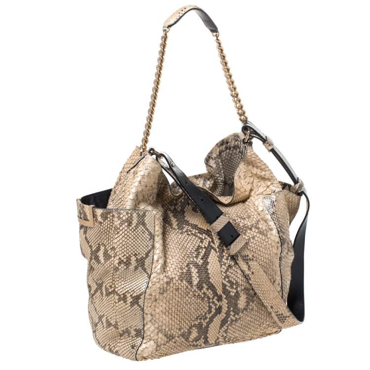 Pre Owned Jimmy Choo Cream Python Anna Hobo